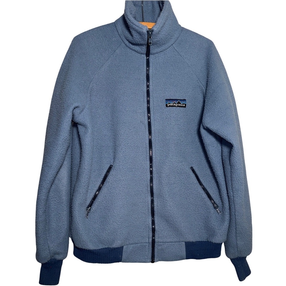 Vintage XL Patagonia Deep Pile Fleece Jacket Mens XL Blue Full Zip Retro Pile